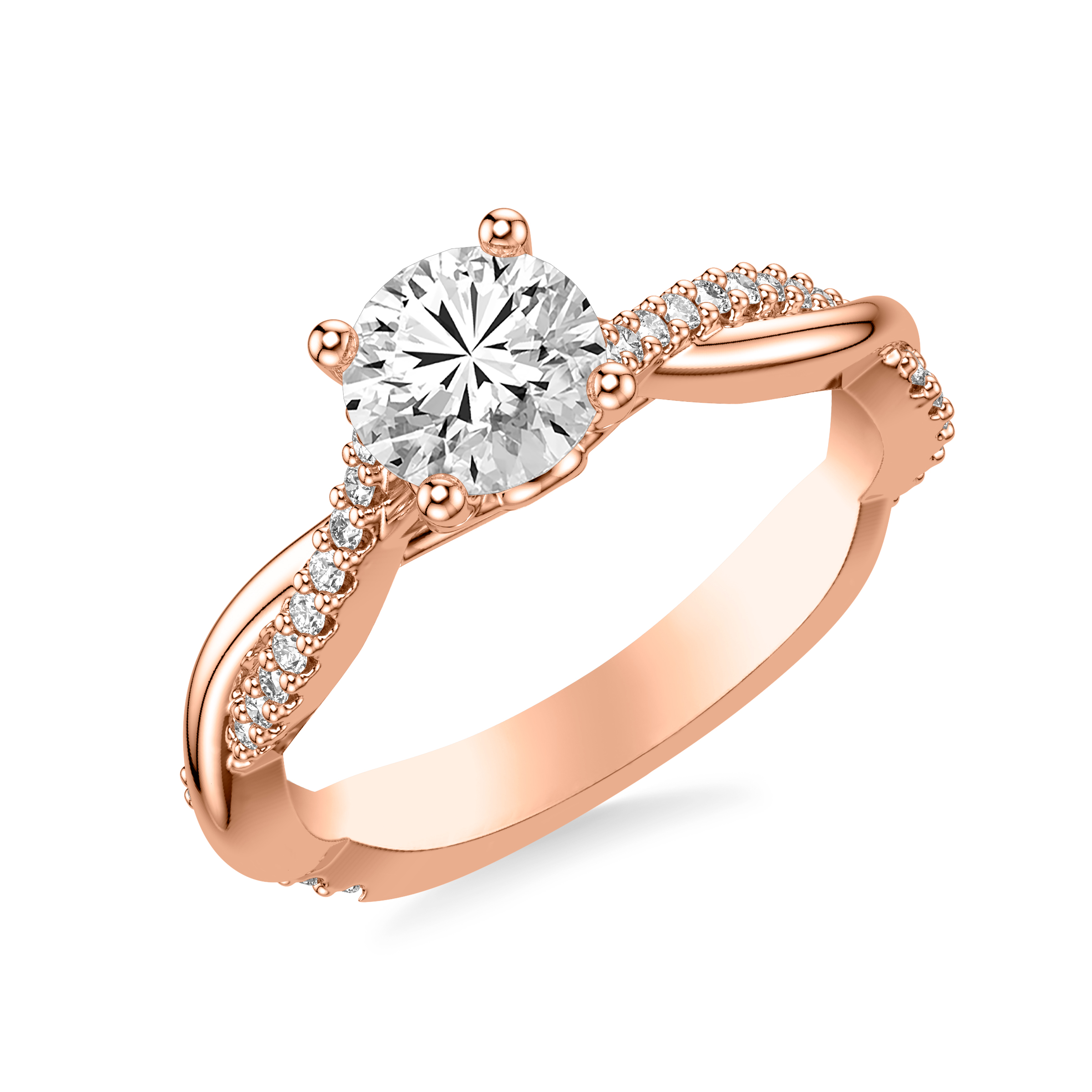 14K Rose Gold Linda Twisted Pavé Engagement Ring