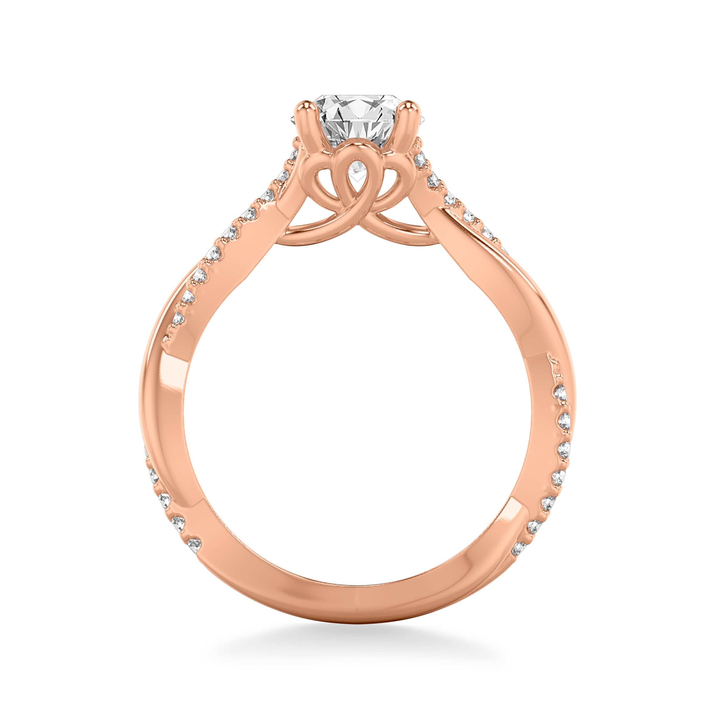 14K Rose Gold Linda Twisted Pavé Engagement Ring